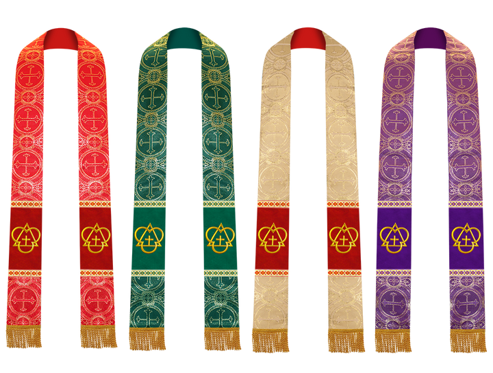 Set of Four Clergy stole with Motif and trims