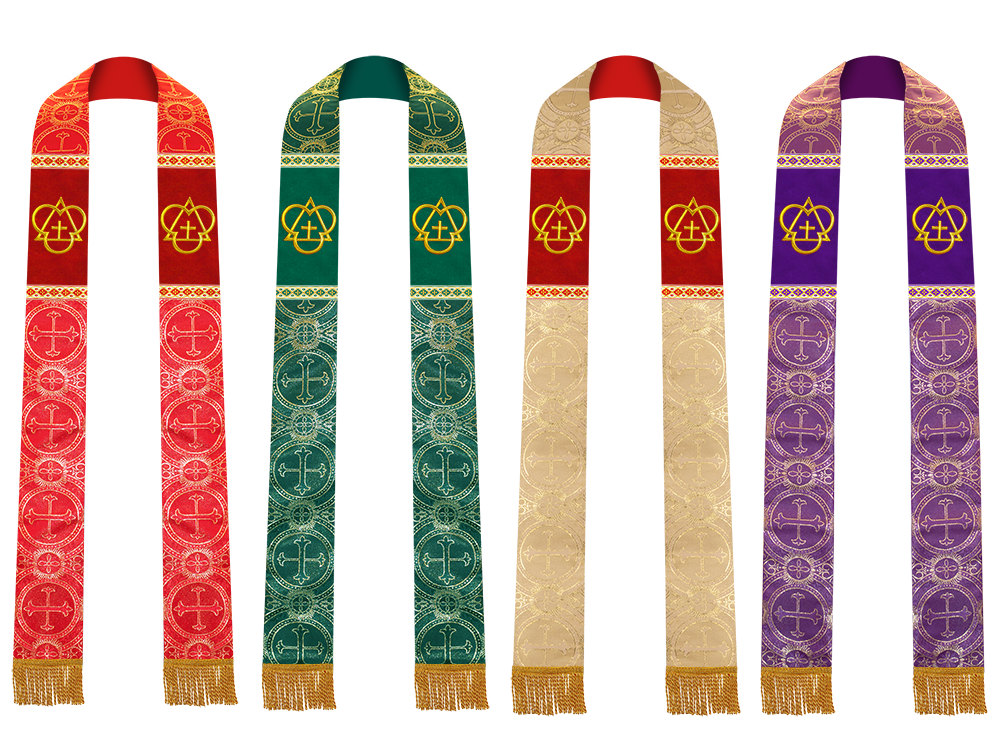 Set of Four Clergy stole with Motif and trims