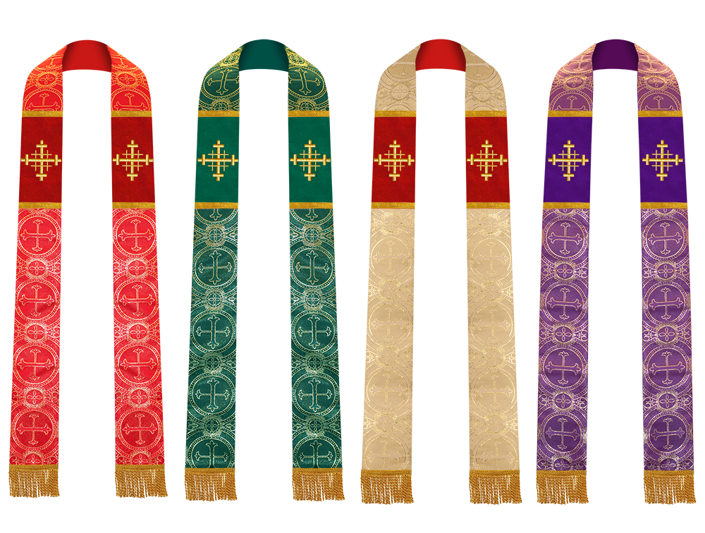 Set of 4 Clergy Stole with Spiritual motif