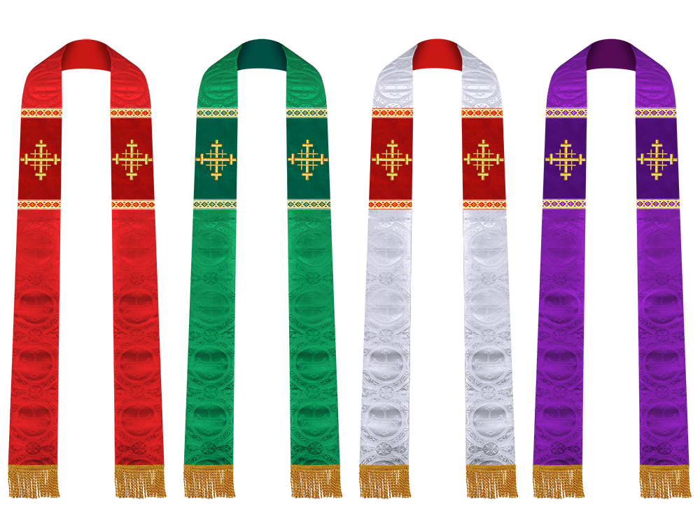 Set of Four Pastor Stole with Spiritual Cross Motif