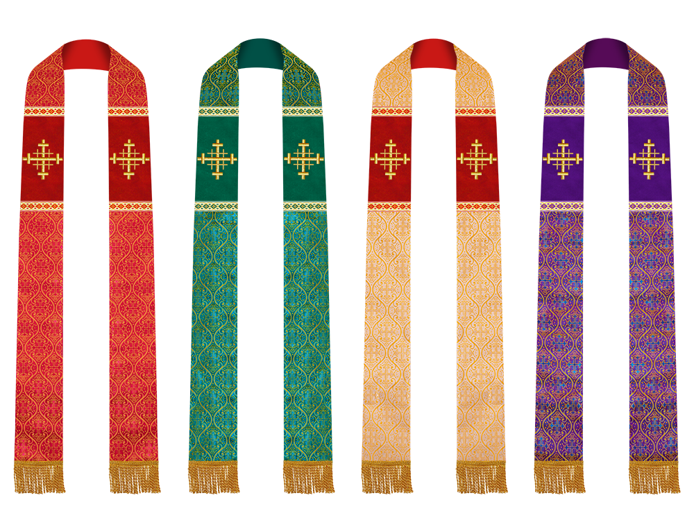 Set of Four Pastor Stole with Spiritual Cross Motif