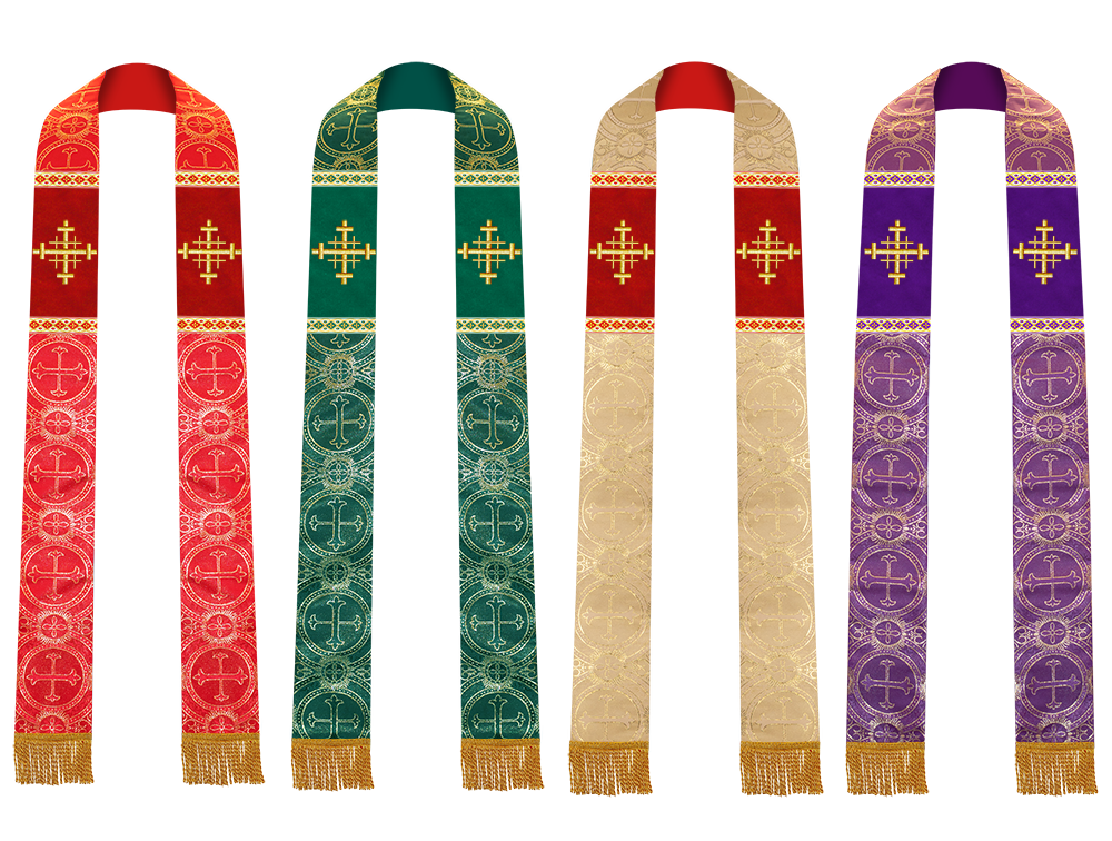 Set of Four Pastor Stole with Spiritual Cross Motif