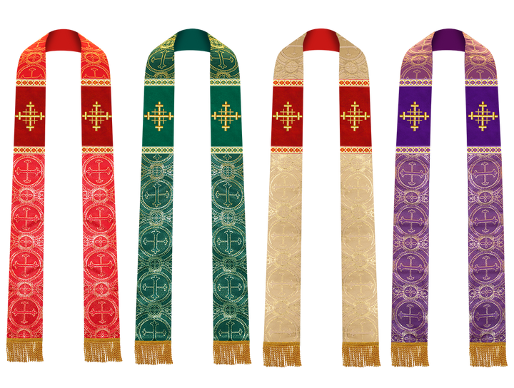 Set of Four Pastor Stole with Spiritual Cross Motif