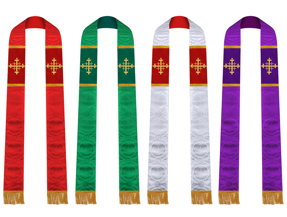 Set of 4 Clergy Stole with Spiritual motif