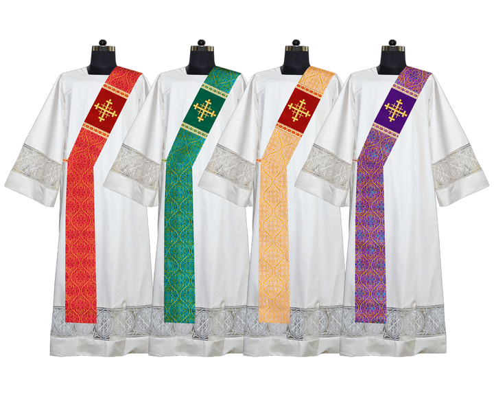 Set of Four Spiritual Embroidered Motif Deacon Stole