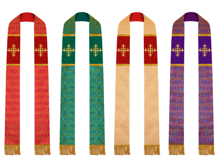 Set of 4 Clergy Stole with Spiritual motif