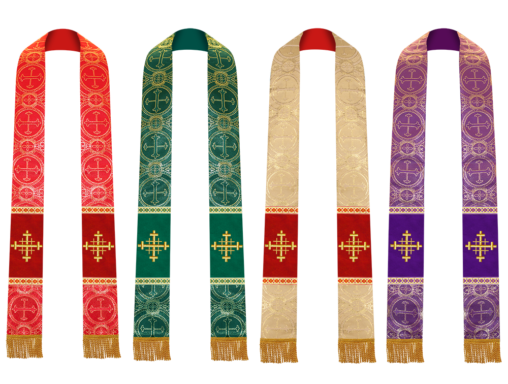 Set of Four Pastor Stole with Spiritual Cross Motif