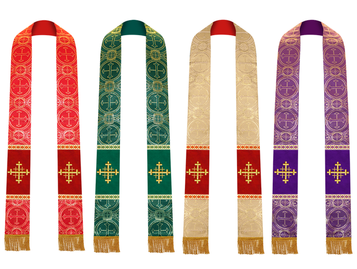 Set of Four Pastor Stole with Spiritual Cross Motif