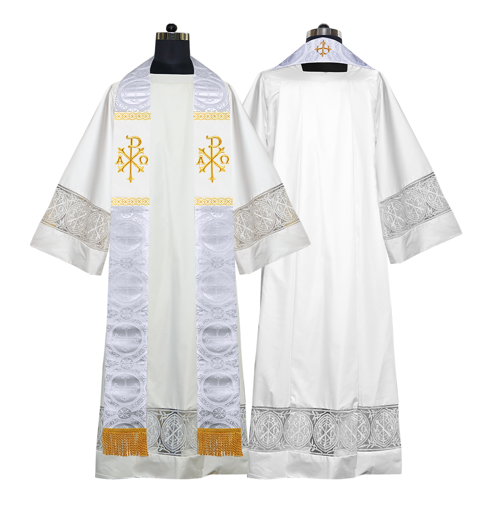 Liturgical Stole with Embroidered Motif and Trims