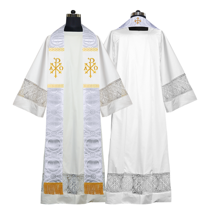 Liturgical Stole with Embroidered Motif and Trims