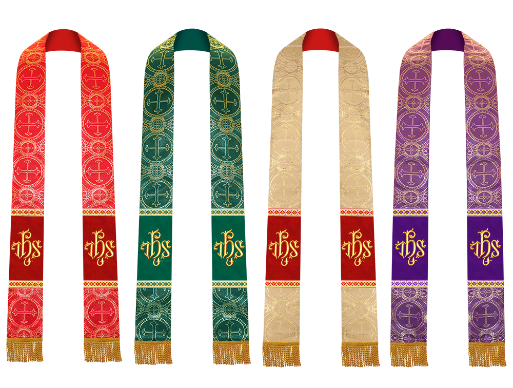 Set of Four Embroidered Stole with Motif