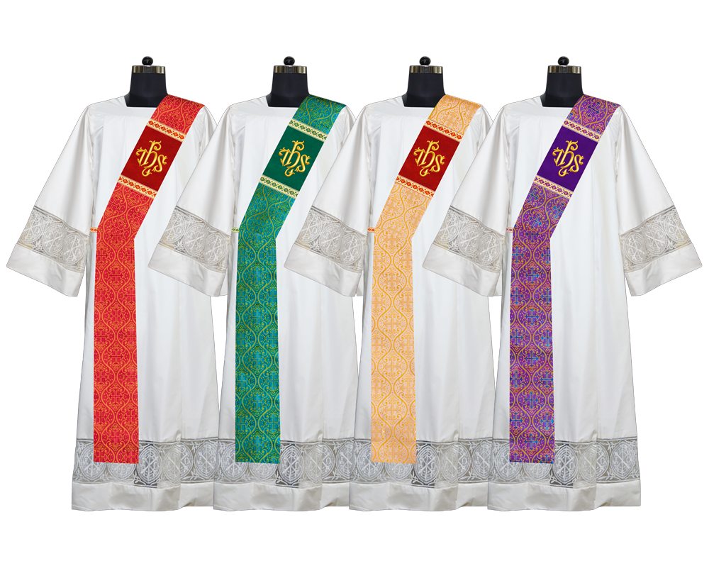 Set of Four Spiritual Embroidered Motif Deacon Stole