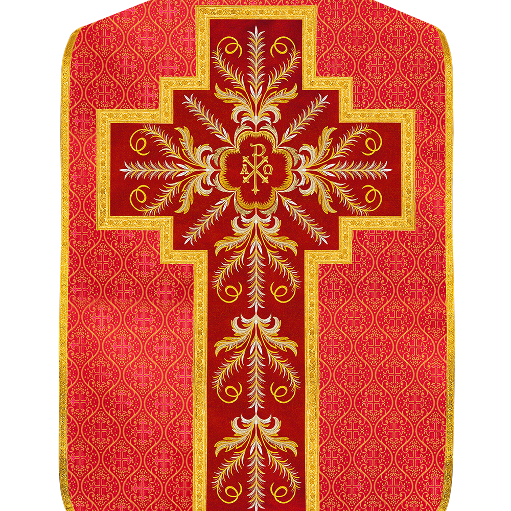 Set of Four Roman Chasuble with liturgical motifs