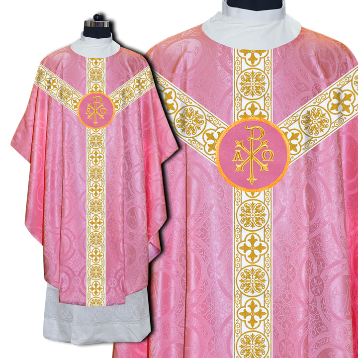 Gothic Chasuble Vestment with Motif and White Orphrey