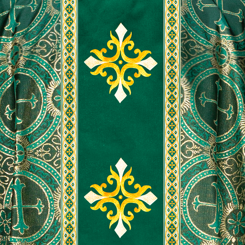 Gothic Chasuble Vestment with Embroidered Cross and Trims