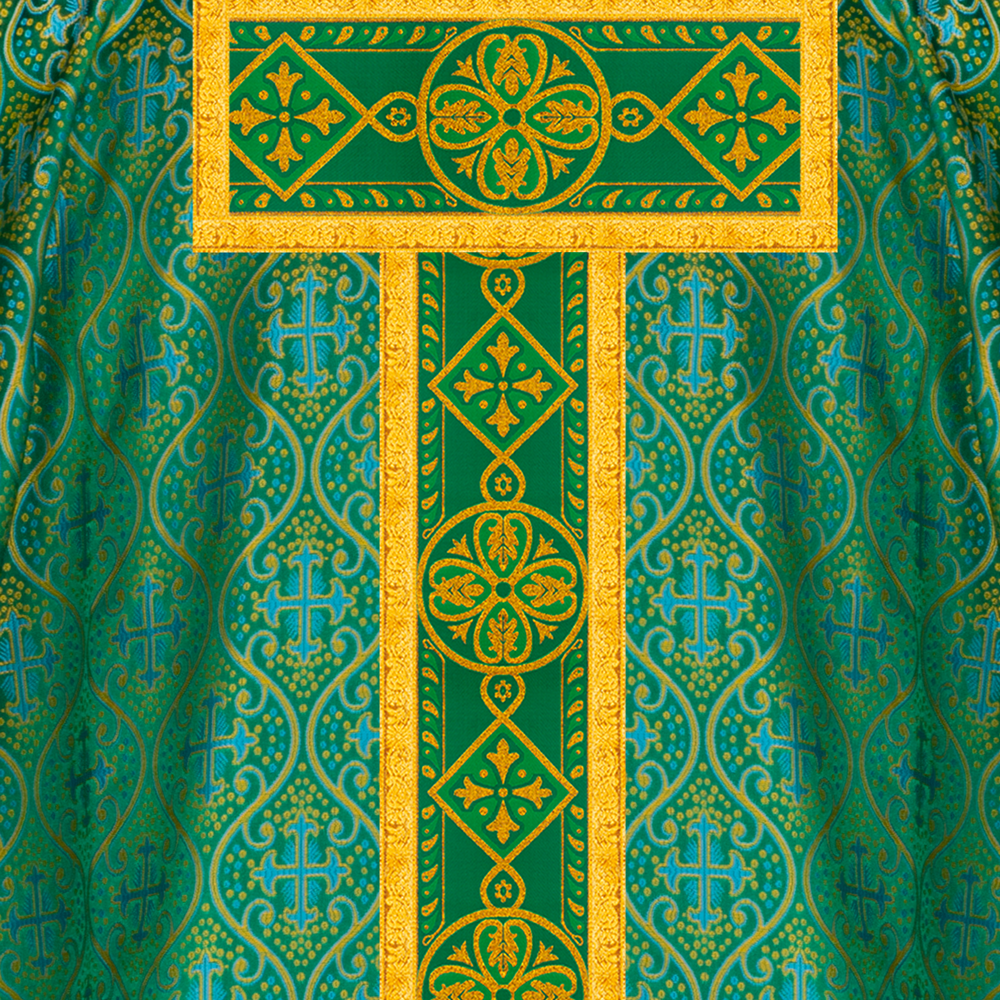 Gothic Chasuble Adorned with Braided Lace Orphrey