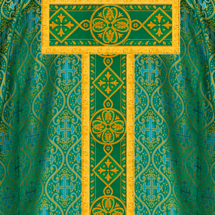 Gothic Chasuble Adorned with Braided Lace Orphrey