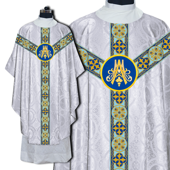 Marian Design Gothic Chasuble with woven Braided Trims