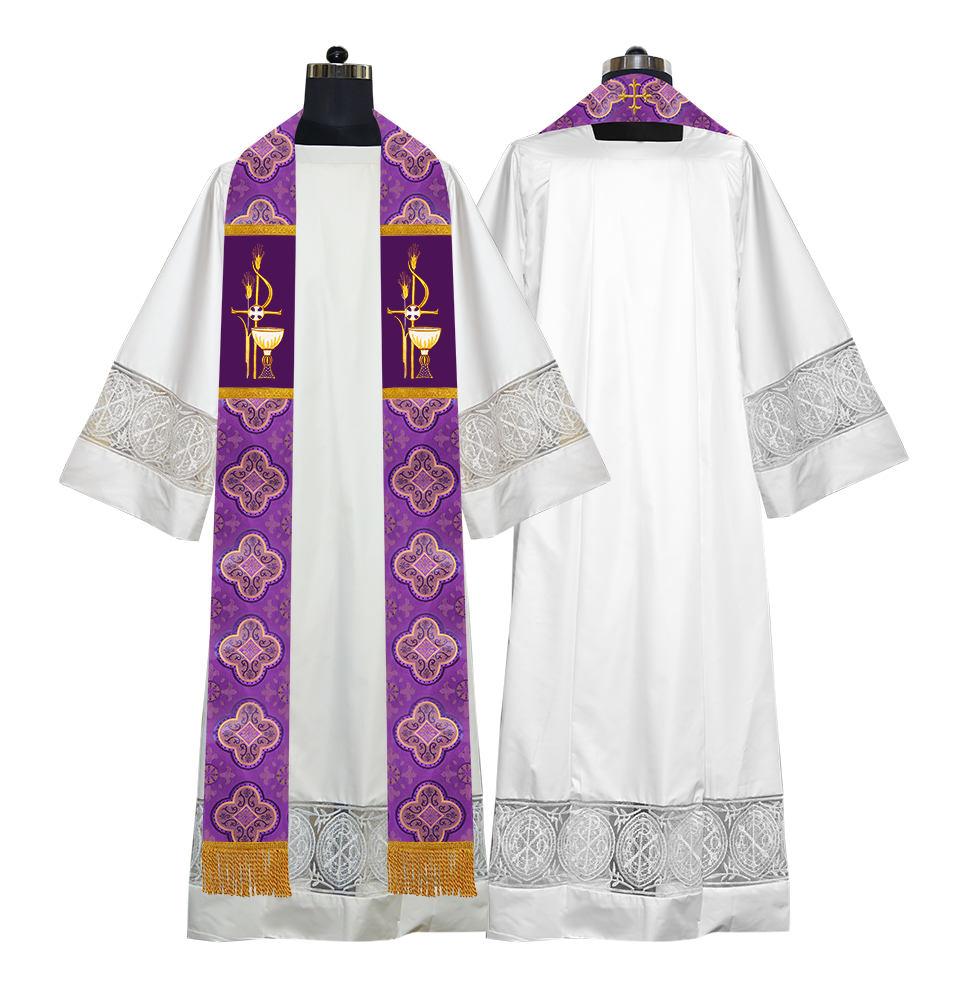 PAX with Chalice Embroidered Clergy Stole