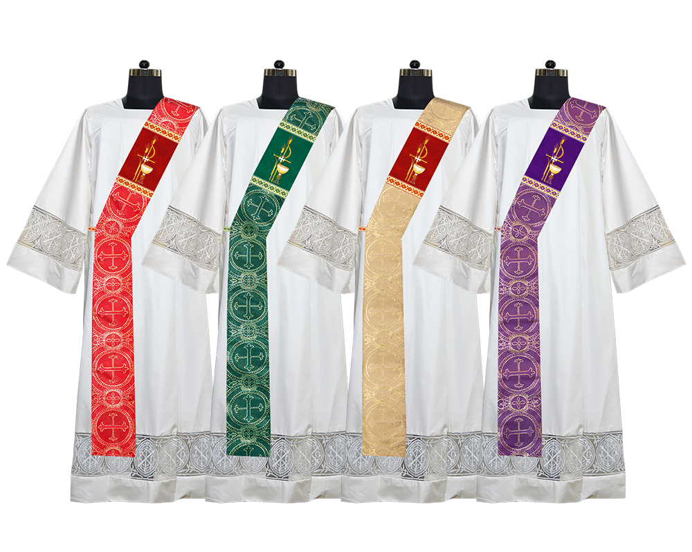 Set of Four Deacon Stole Embroidered PAX with Chalice