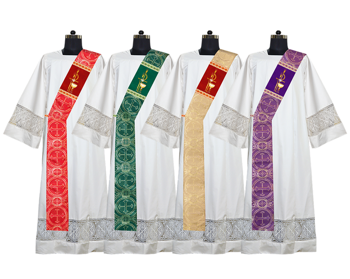 Set of Four Deacon Stole Embroidered PAX with Chalice