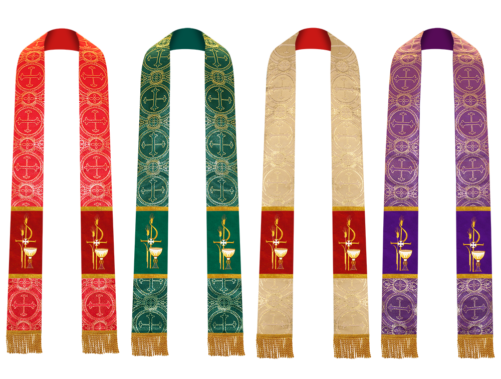 Set of 4 PAX with Chalice Embroidered Priest Stole