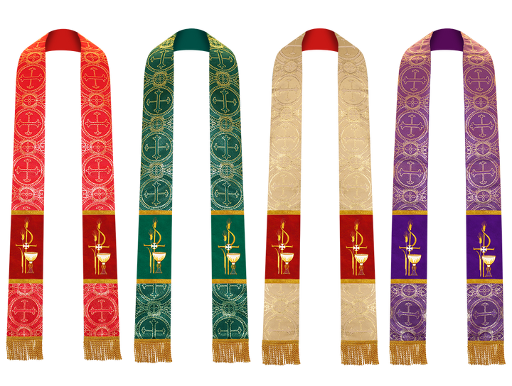 Set of 4 PAX with Chalice Embroidered Priest Stole