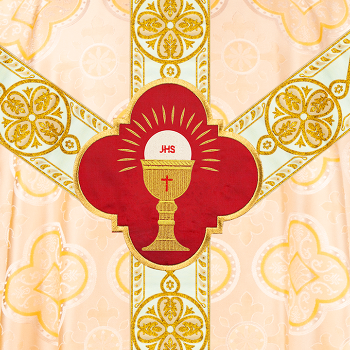 Liturgical Pugin Chasuble with Ornate Orphrey