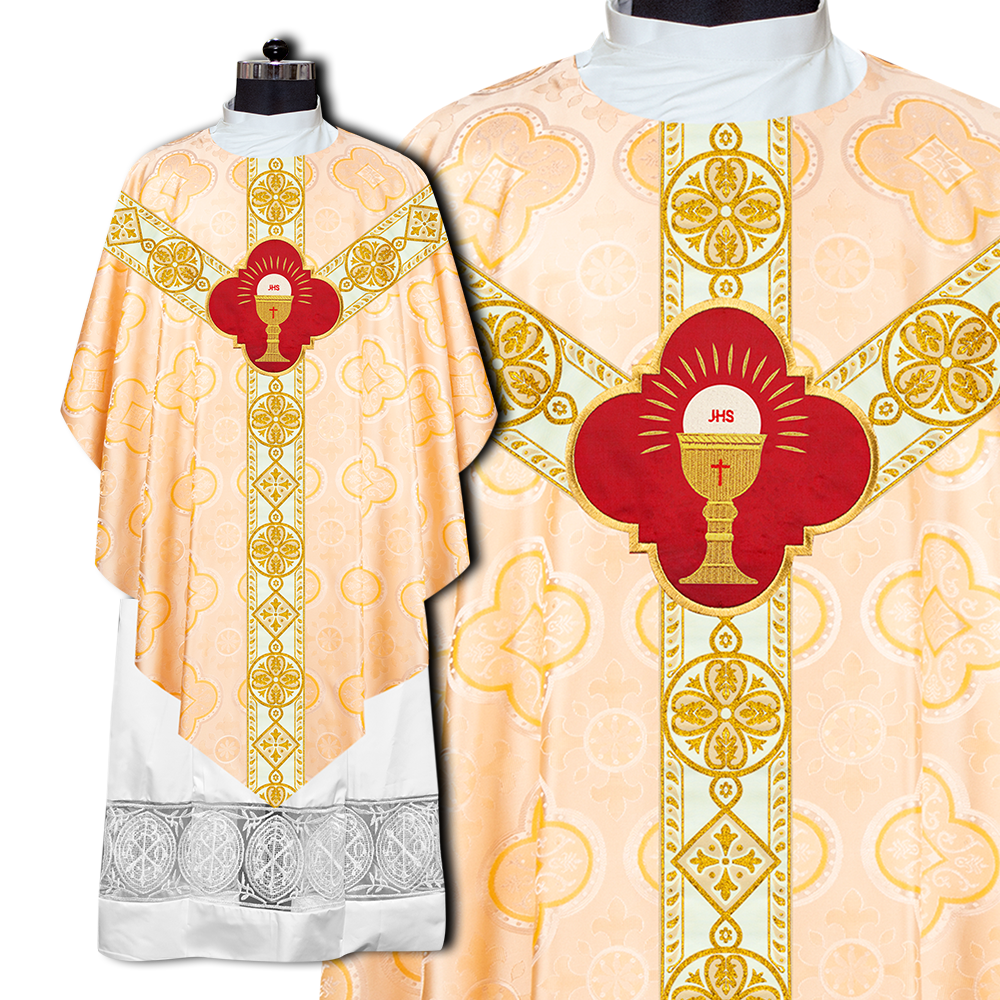 Liturgical Pugin Chasuble with Ornate Orphrey