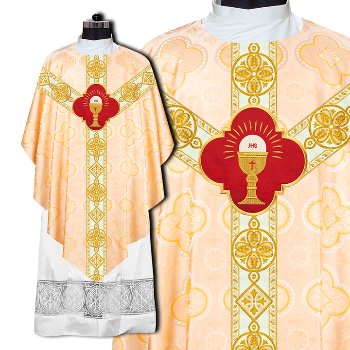 Liturgical Pugin Chasuble with Ornate Orphrey