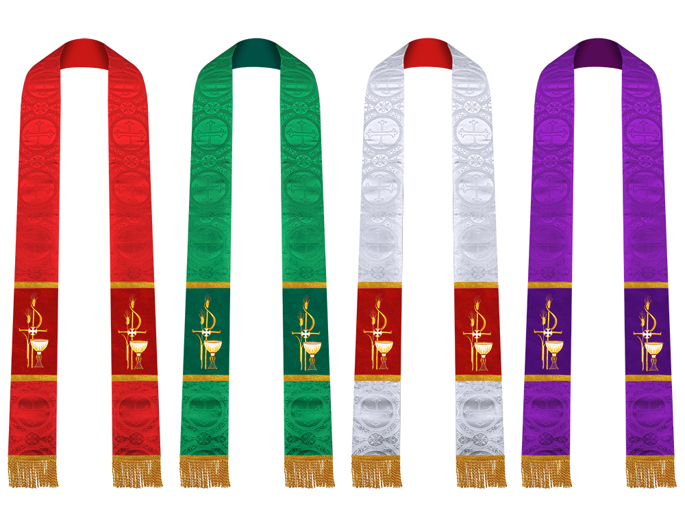 Set of 4 PAX with Chalice Embroidered Priest Stole