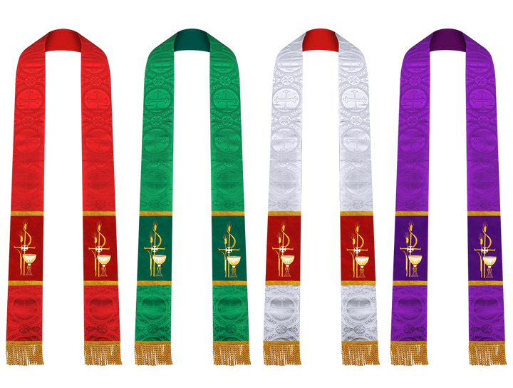 Set of 4 PAX with Chalice Embroidered Priest Stole