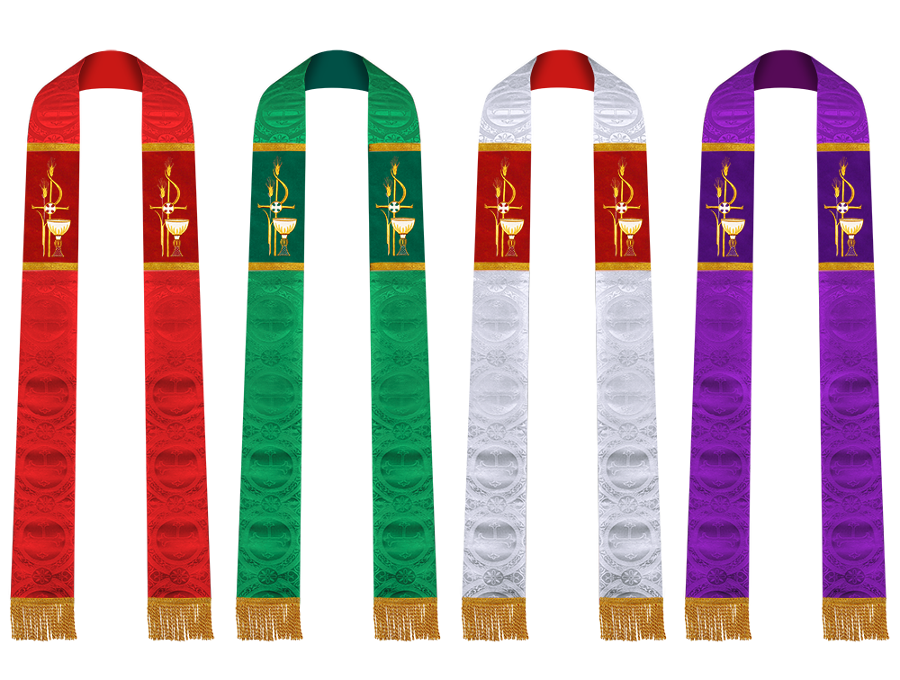 Set of 4 PAX with Chalice Embroidered Clergy Stole