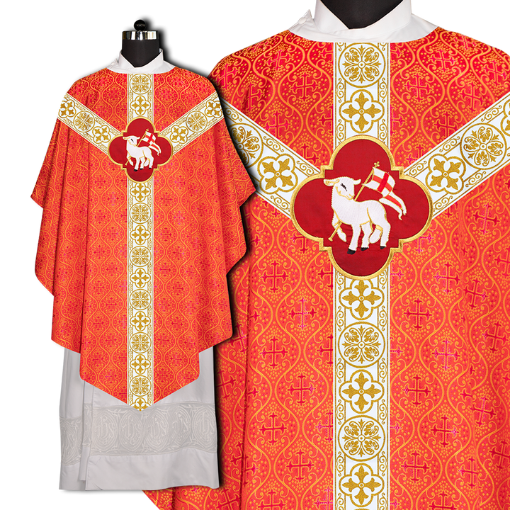 Pugin Chasuble Vestment with Elegant motif and Braided orphrey