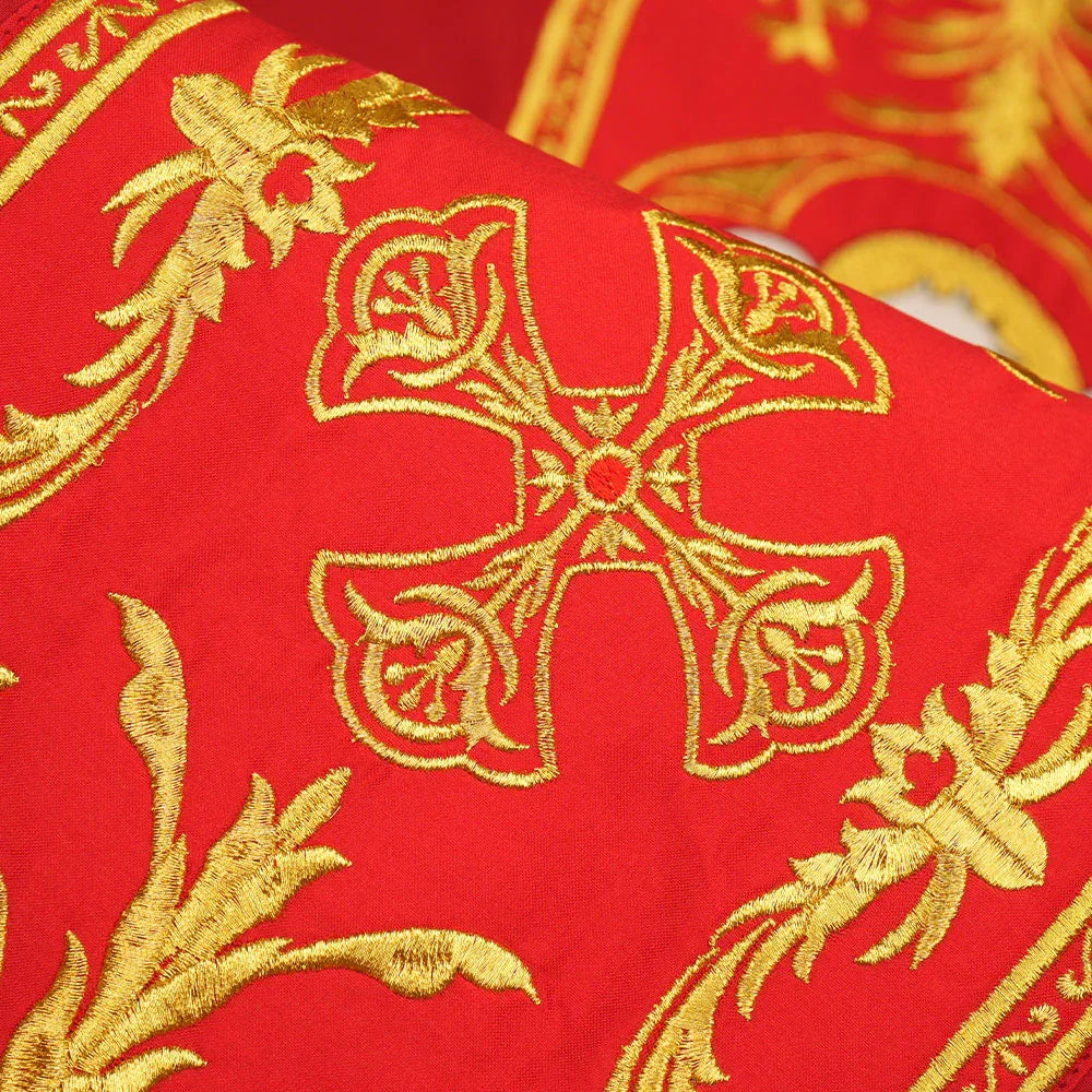 Gothic Chasuble with Ornate Pelican and Cross Embroidery