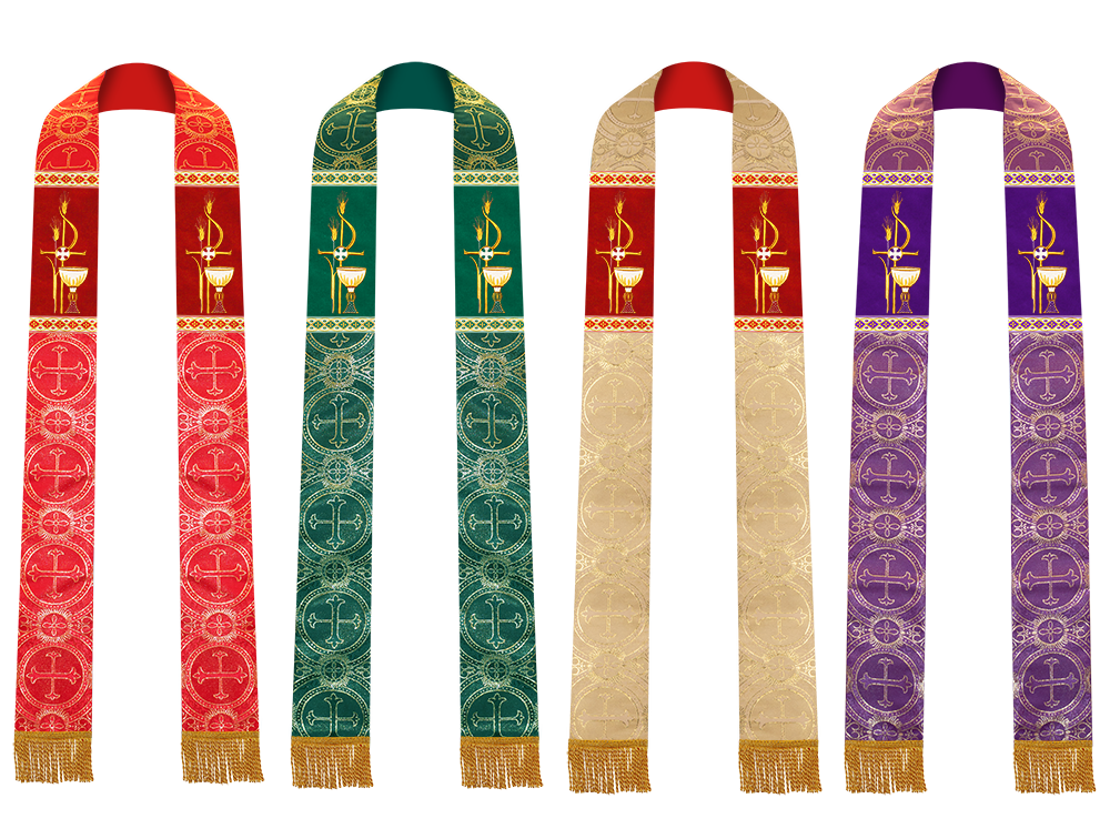 Set of Four Clergy stole with Motif and trims