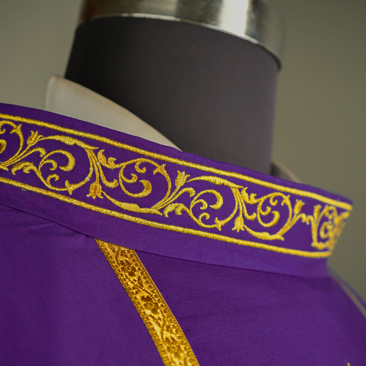 Ornate Advent Chasuble with Golden Star Embroidery
