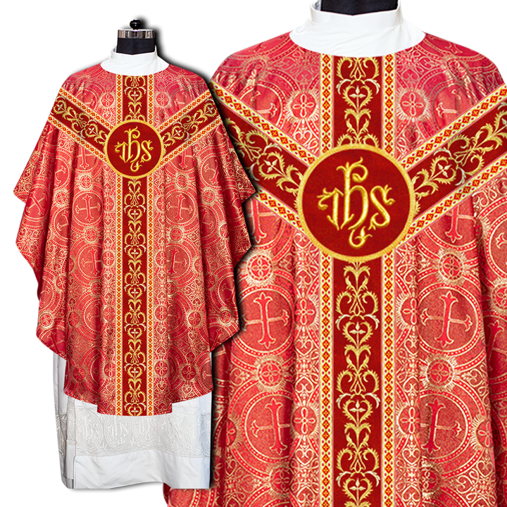 Gothic Chasuble Vestments With Braided Orphrey and trims