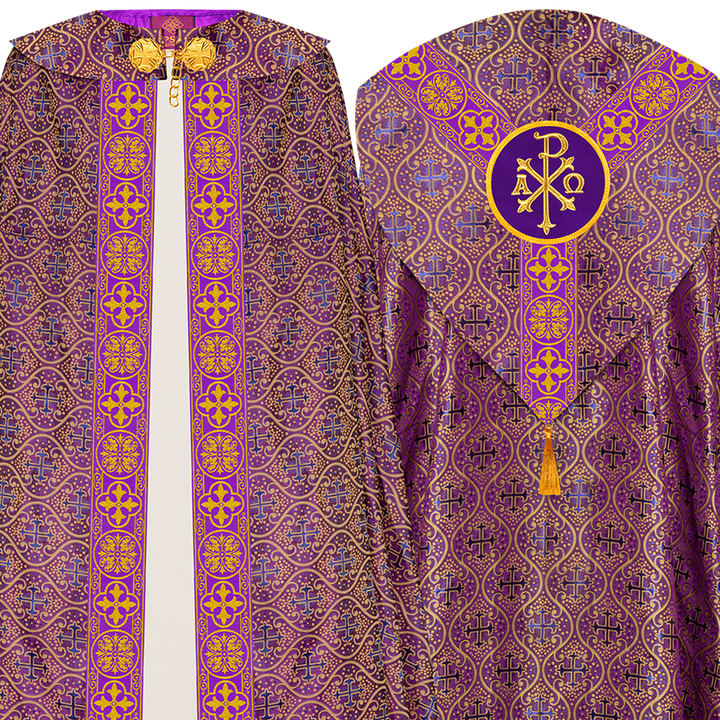 Gothic Cope Vestment with Y Type Braided Trims and Motifs