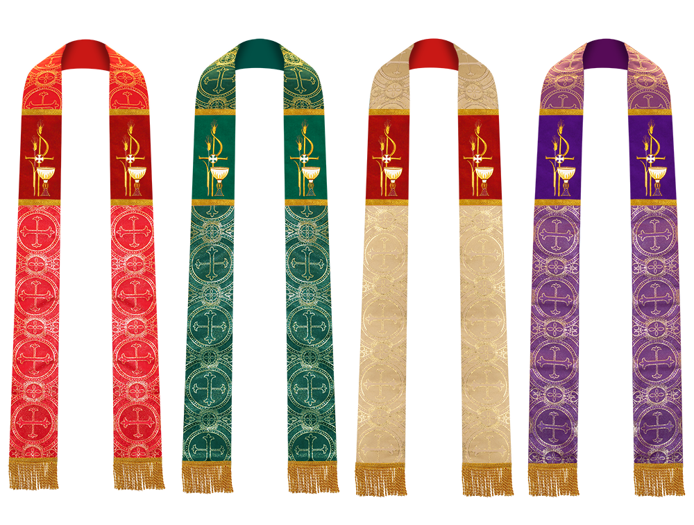 Set of 4 PAX with Chalice Embroidered Clergy Stole