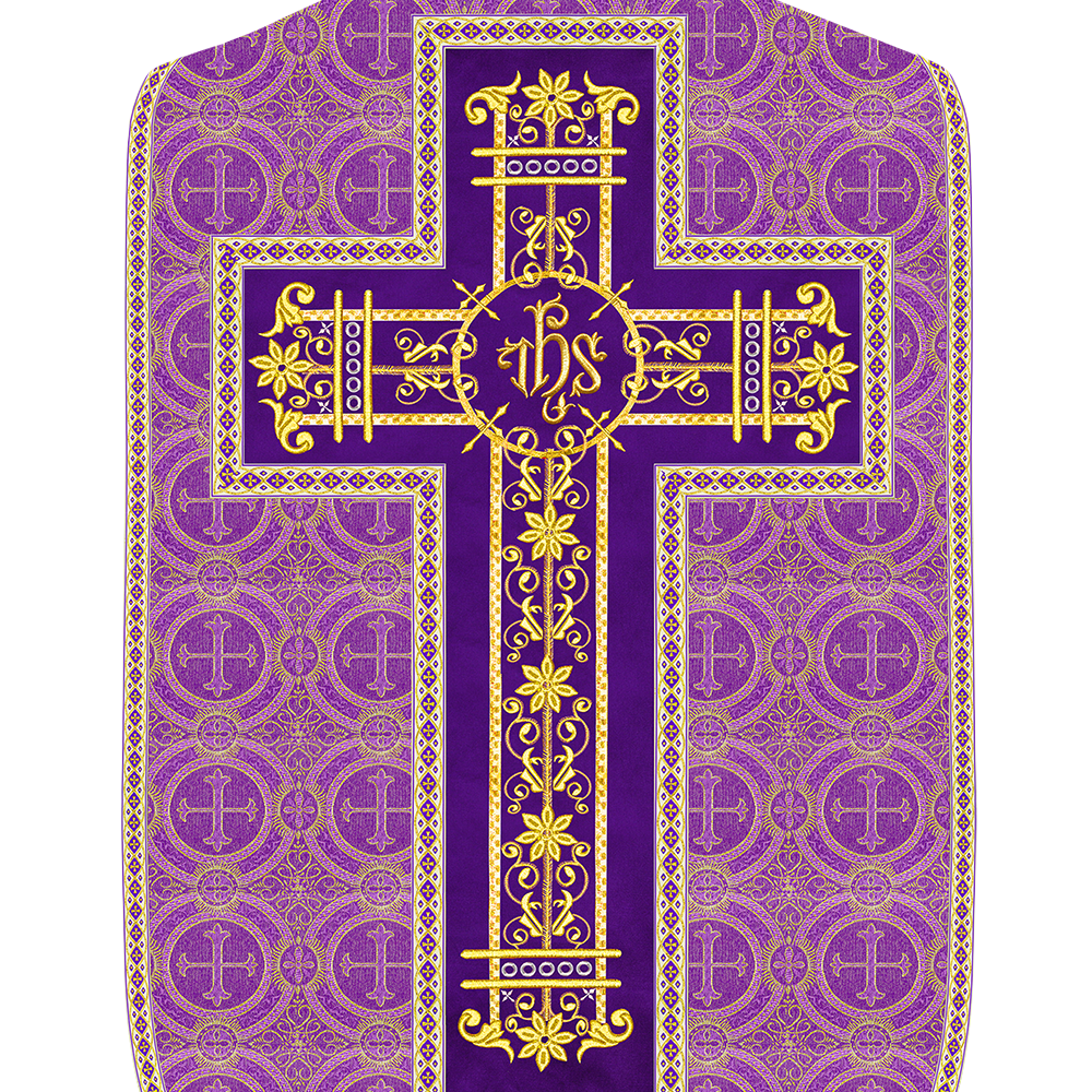 Roman Chasuble Vestment Enhanced With Orphrey and Trims