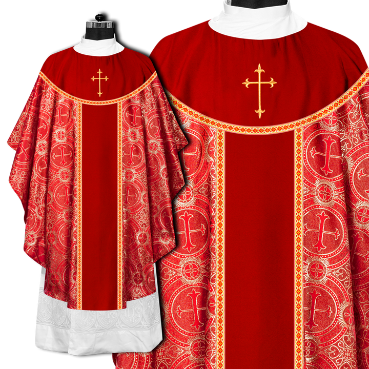 Gothic Chasuble Adorned with Western Cross Motif