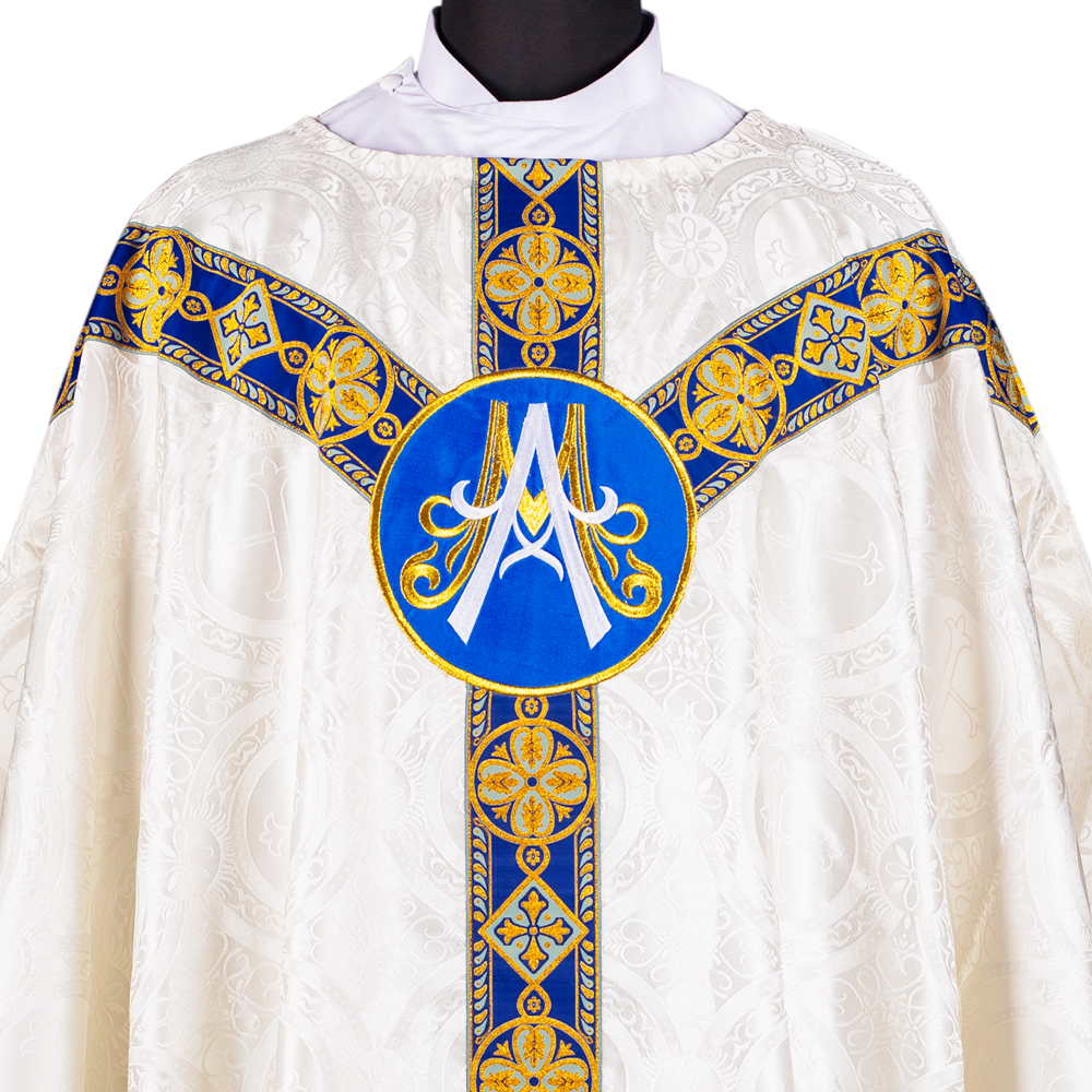 Gothic chasuble vestment with Marian Motif