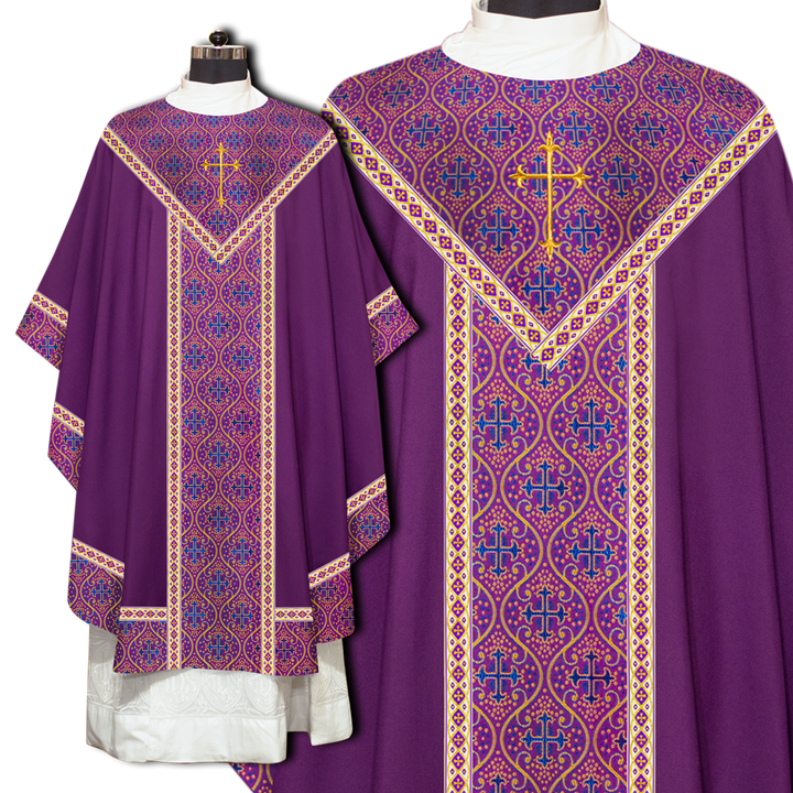 Adorned Gothic Chasuble Vestments with color trims