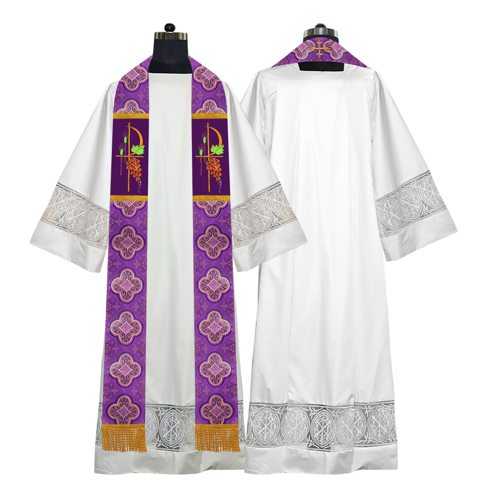 PAX with Grapes Embroidered Clergy Stole