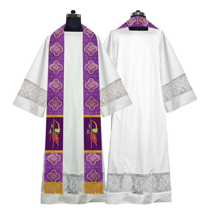 PAX with Grapes Embroidered Priest Stole