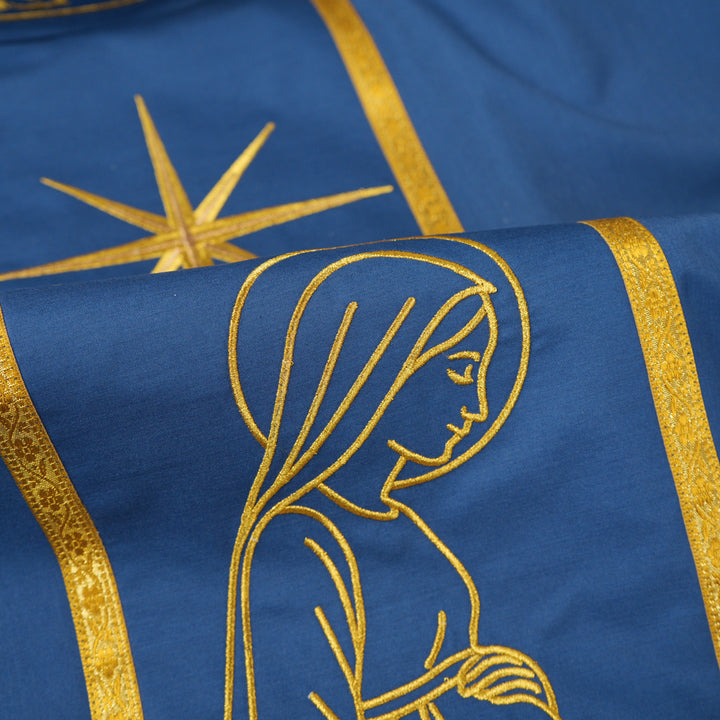 Liturgical Advent Chasuble Depicting Expectant Mary with Stars