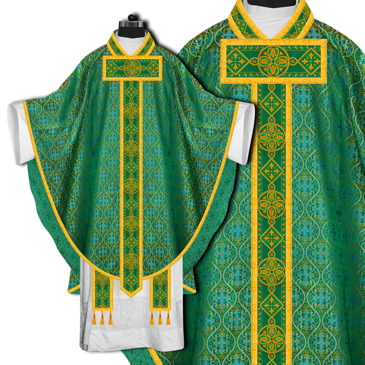 Gothic Chasuble Adorned with Braided Lace Orphrey