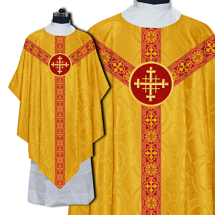 Liturgical Pugin Chasuble with Woven Designer Braided Orphrey