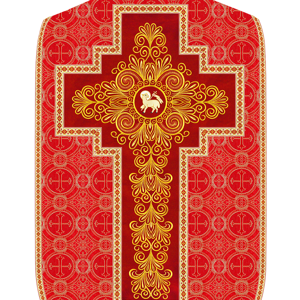 Roman Chasuble Vestment enriched With Coloured Braids and Trims